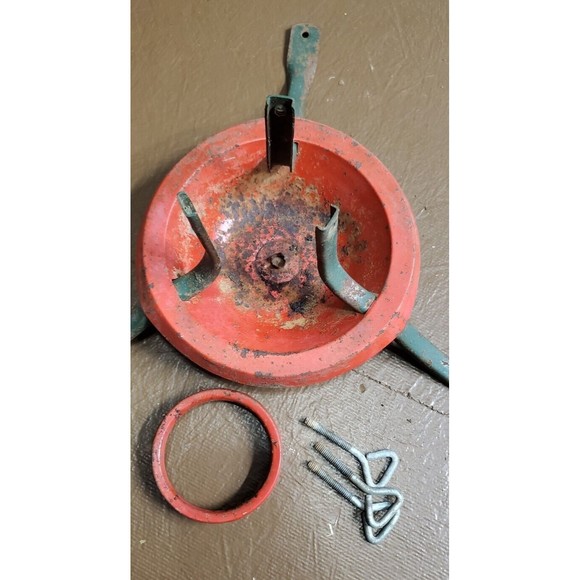 Vintage Metal Christmas Tree Stand Red & Green - Picture 9 of 10